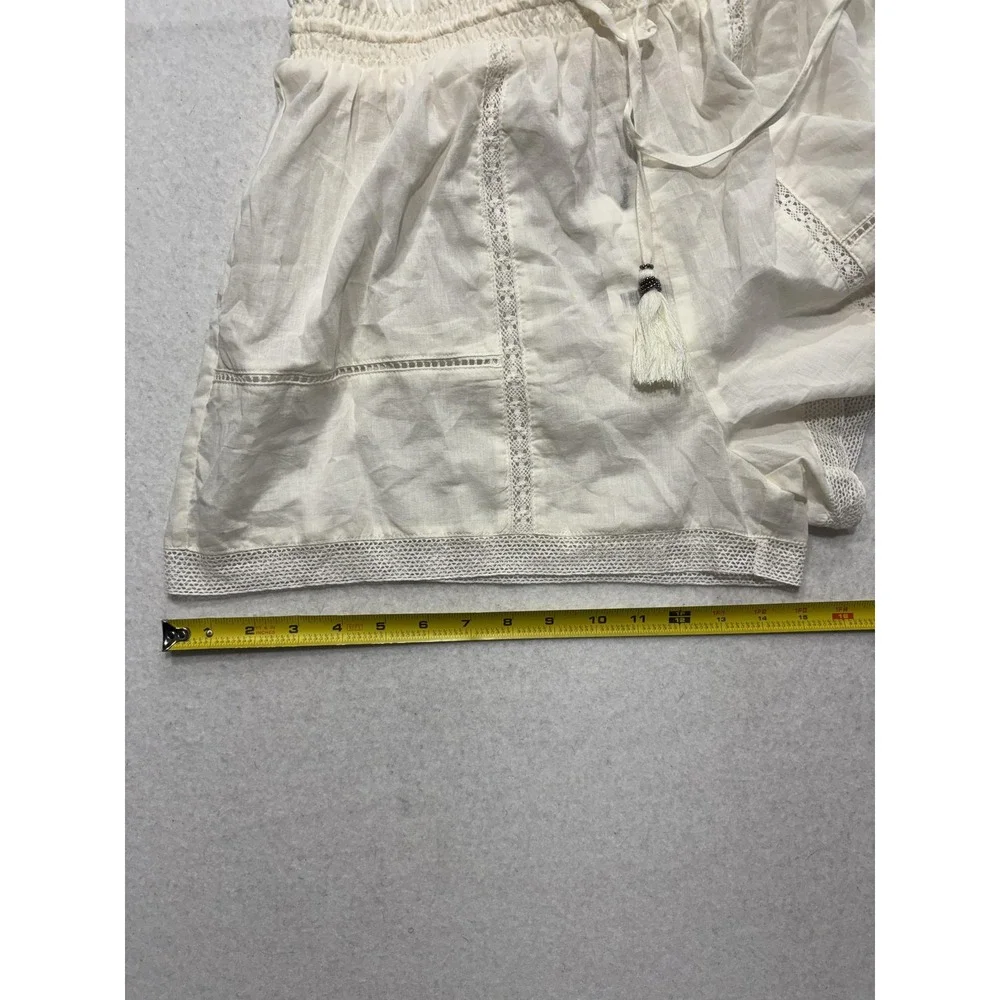 A Loves A Shorts Womens Large White Gauze Skimmer Tassel Drawstring Lace Trim